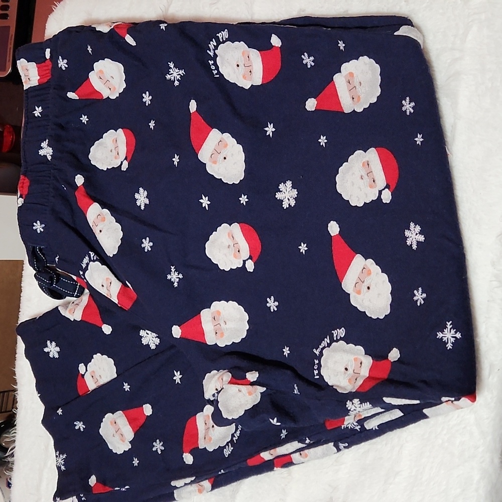 Old Navy Women's Xl Mid-Rise Holiday Santa Print Flannel Pajama Pants